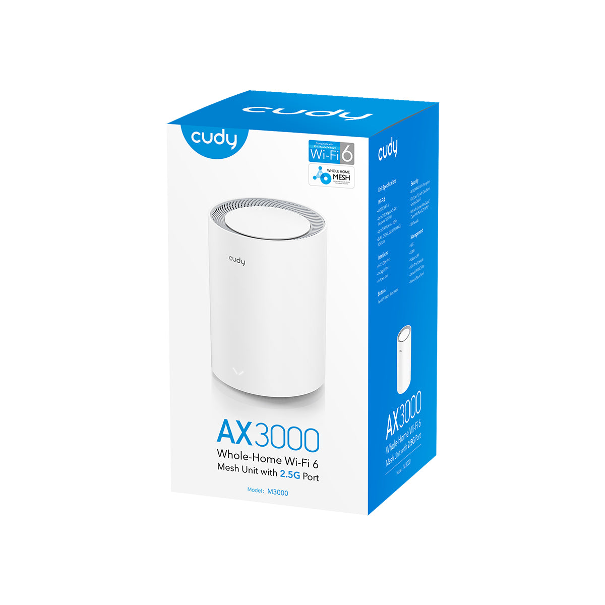 Cudy AX3000 Wi-Fi 6 Mesh 2.5G Solution Bi-bande (2,4 GHz / 5 GHz) Wi-Fi 6 (802.11ax) Blanc Interne