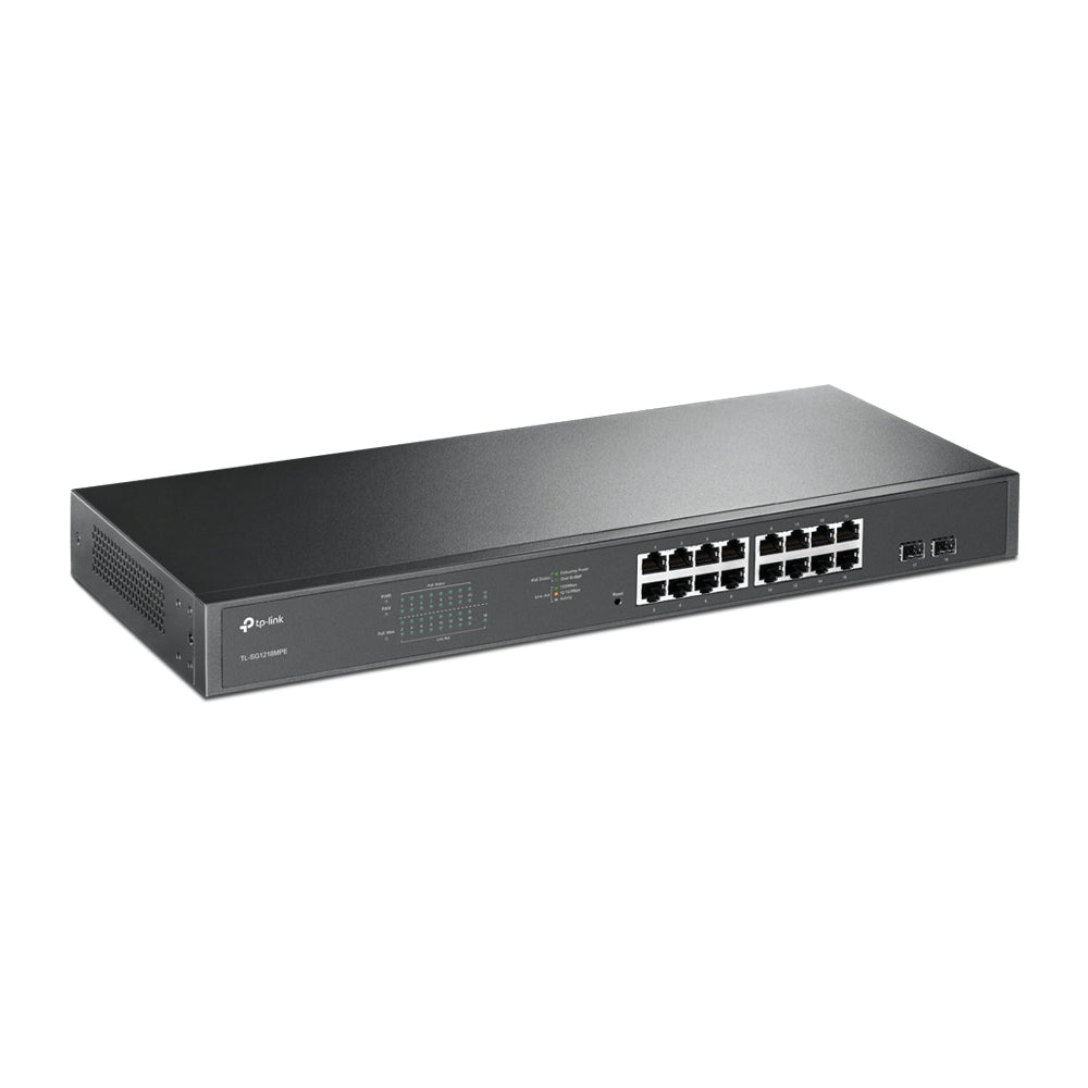 TP-Link TL-SG1218MPE Switch Gigabit Ethernet Géré L2 PoE, 16 Ports RJ-45, Format 1U, Noir