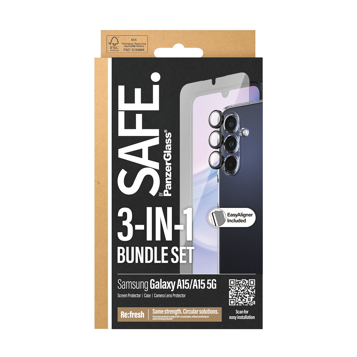 PanzerGlass PanzerGlass SAFE. by ® 3-in-1 Protection Bundle Samsung Galaxy A15 | A15 5G Protection d'écran transparent 1 pièce(s)