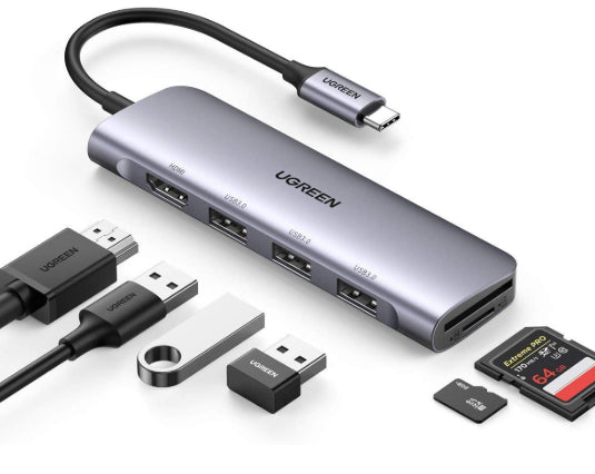 Ugreen 20956A hub & concentrateur USB Type-C 5000 Mbit/s Argent