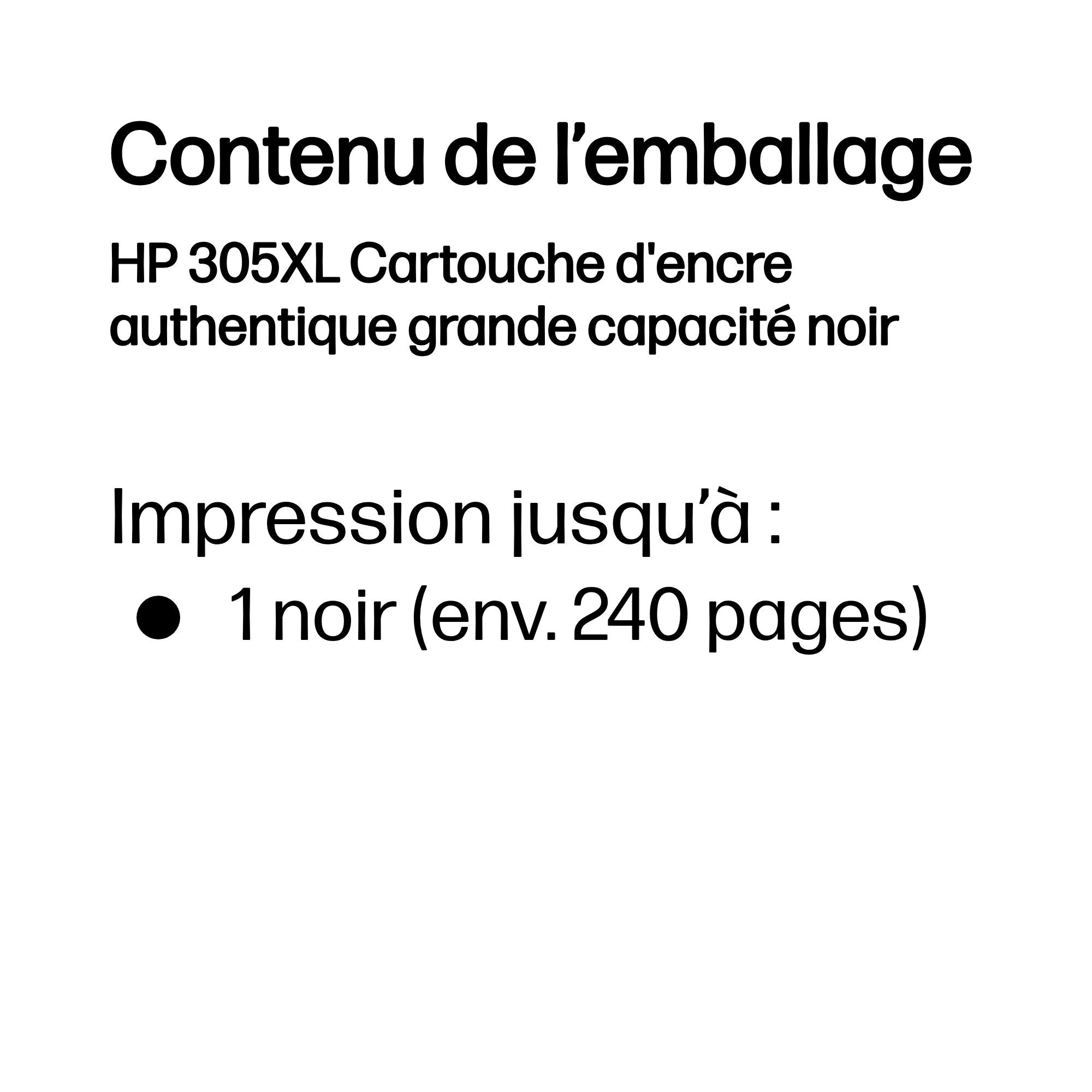 HP 305XL Cartouche d'encre authentique grande capacité noir
