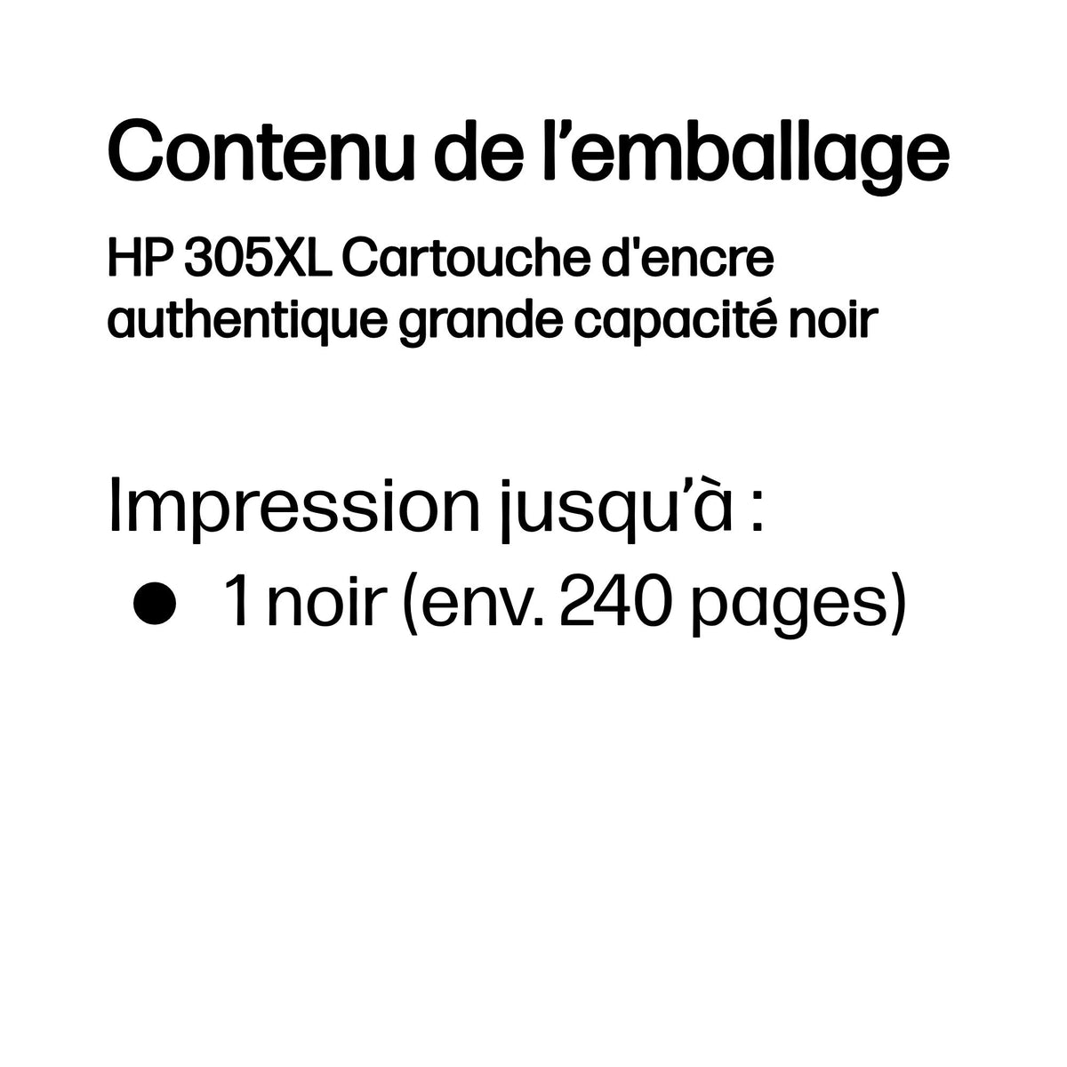 HP 305XL Cartouche d'encre Noire Haute Capacité