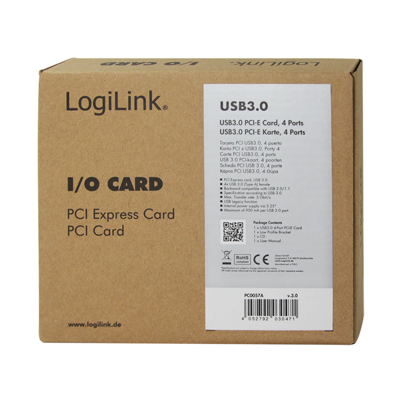 LogiLink PC0057A carte et adaptateur d'interfaces Interne USB 3.2 Gen 1 (3.1 Gen 1)
