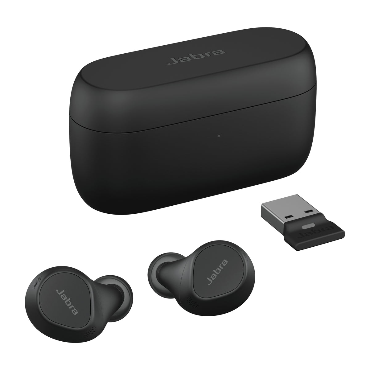 Jabra Evolve2 Buds Écouteurs Sans Fil Bluetooth pour Bureau et Centre d'Appels, USB-C / USB-A, Noir