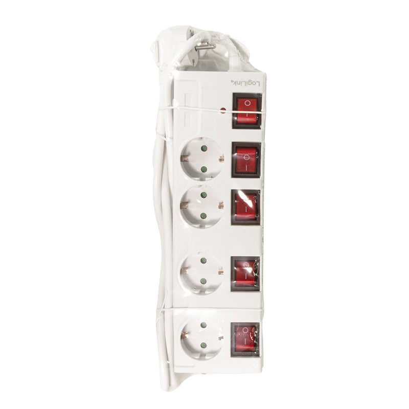 LogiLink LPS252 Multiprise 4 Prises CA, Câble 1,5 m, Blanc