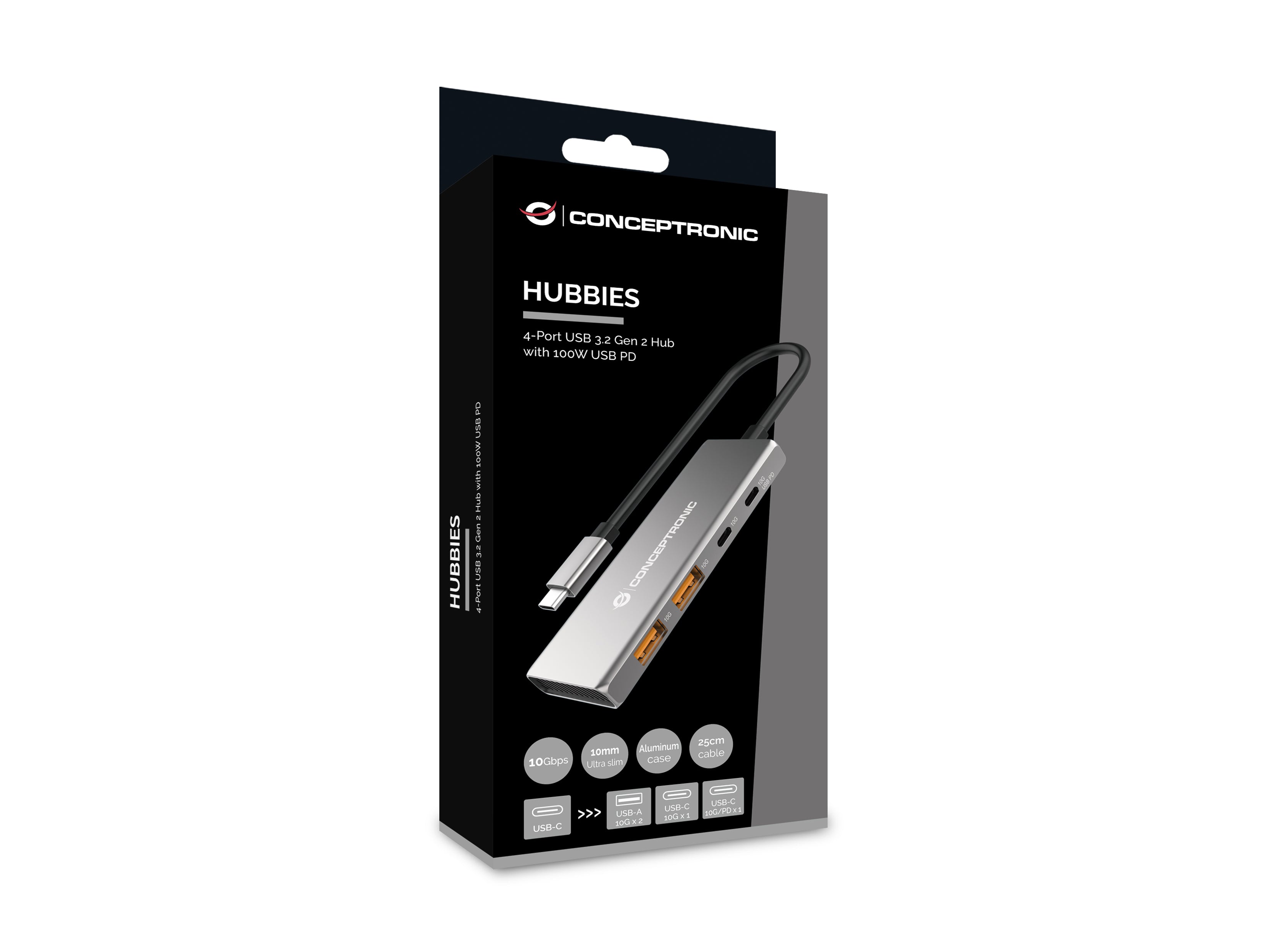 Conceptronic HUBBIES15G hub & concentrateur USB 3.2 Gen 2 (3.1 Gen 2) Type-C 10000 Mbit/s Gris