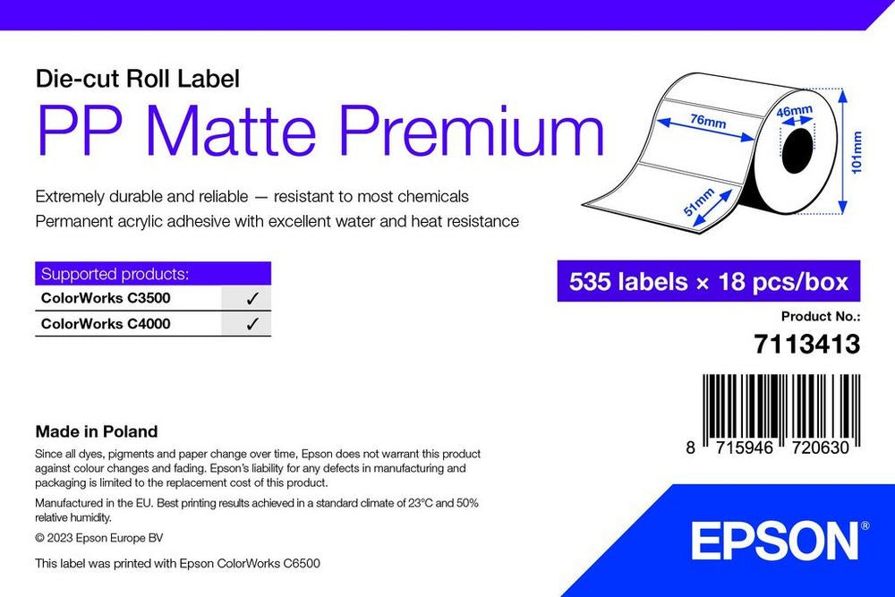 Epson 7113413 étiquette à imprimer Blanc Imprimante d'étiquette adhésive