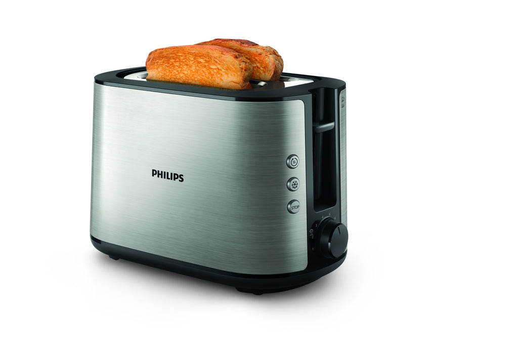 Philips Viva Collection HD2650/90 Grille-pain – 2 tranches, fente large, métal