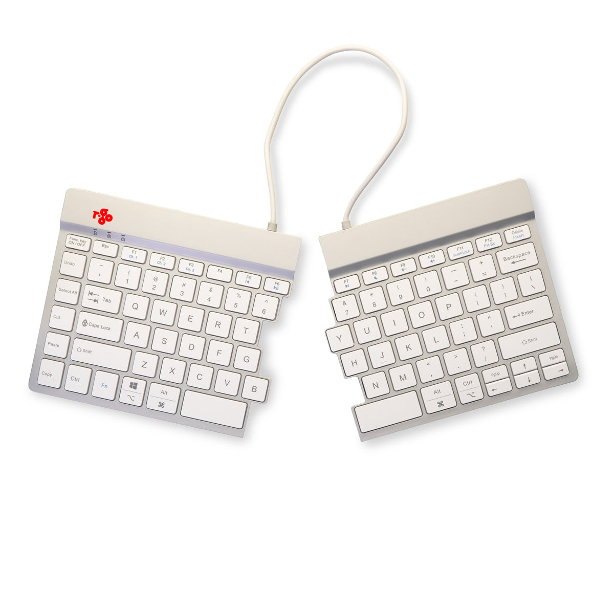 R-Go Tools R-Go Tools Clavier ergonomique R-Go Split Break avec logiciel de pause, clavier ergonomique divisé, QWERTY (US), bluetooth, blanc