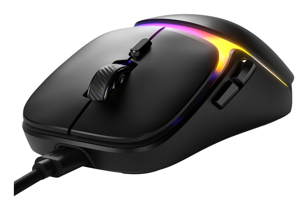 Glorious Gaming Glorious Gaming - Souris gaming filaire Modèle O3 - Ultralégère 54 g, Switch optiques 130M clics, Capteur BAMF 3.0 30k DPI, Suivi 750 IPS, Accélération 50 G, compatible toutes prises en main - Noire
