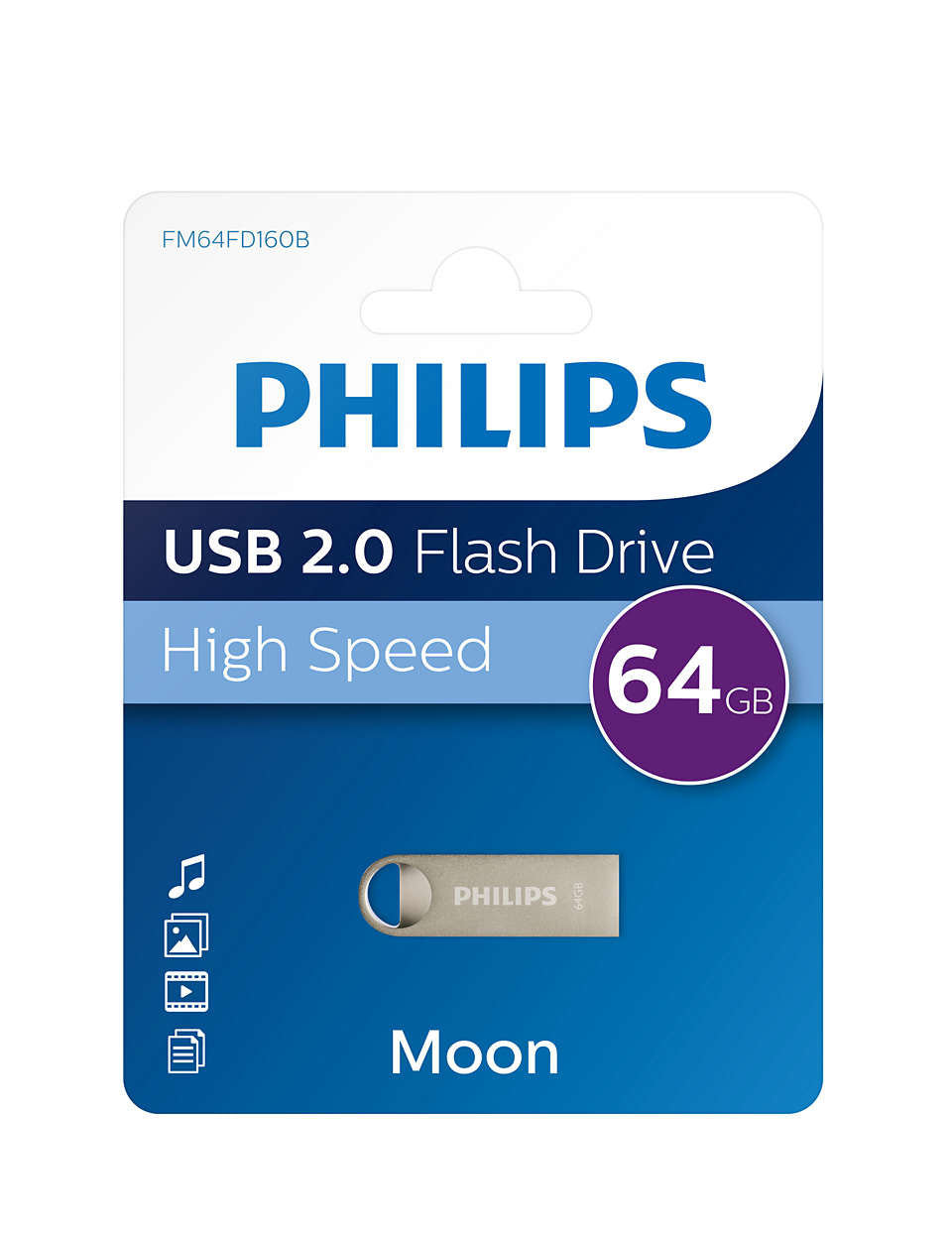 Philips Moon Edition 2.0 lecteur USB flash 64 Go USB Type-A Argent