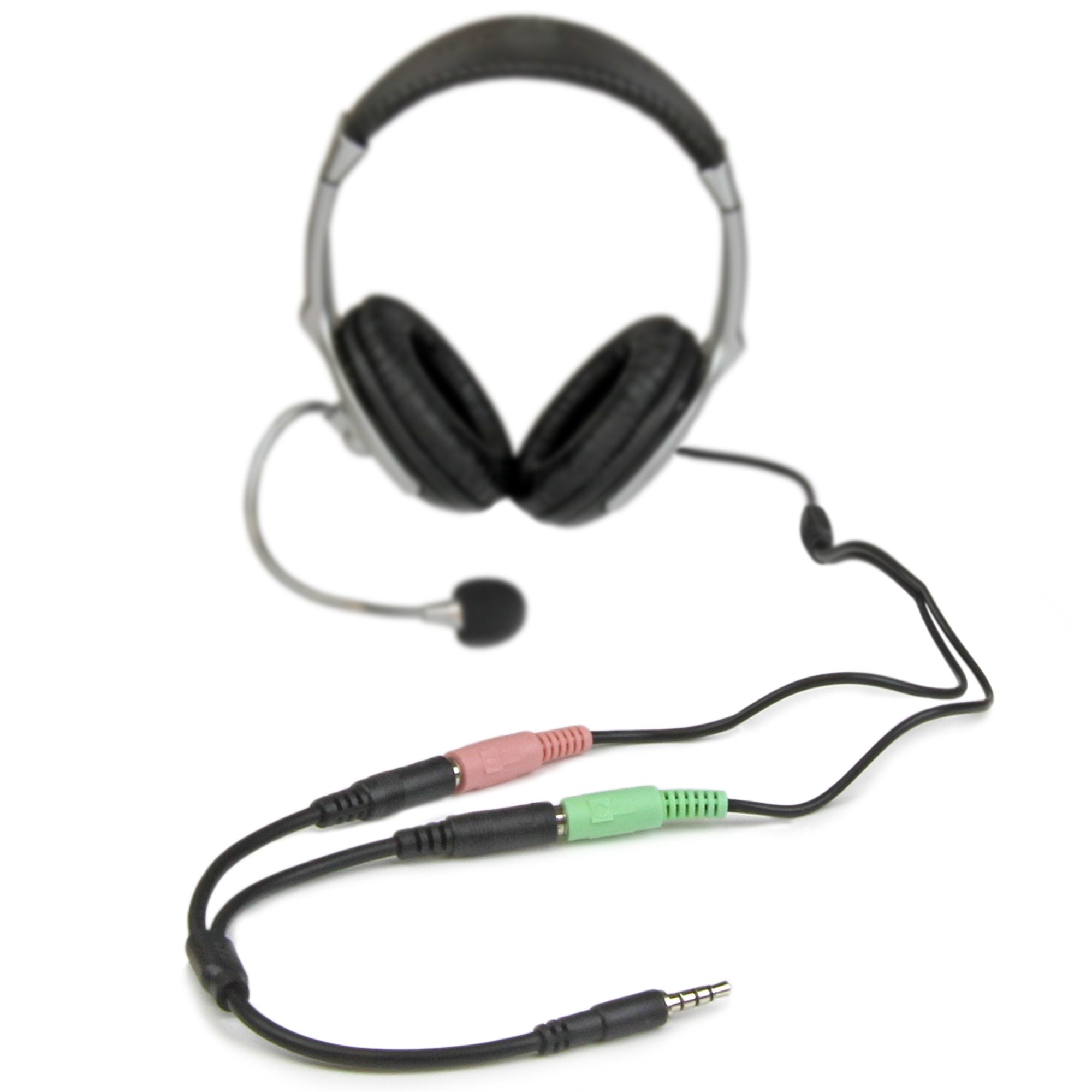 StarTech.com Adaptateur pour casque avec prises pour écouteur et microphone séparées - Mini-Jack 3,5mm 1x (M) 2x (F) - Noir