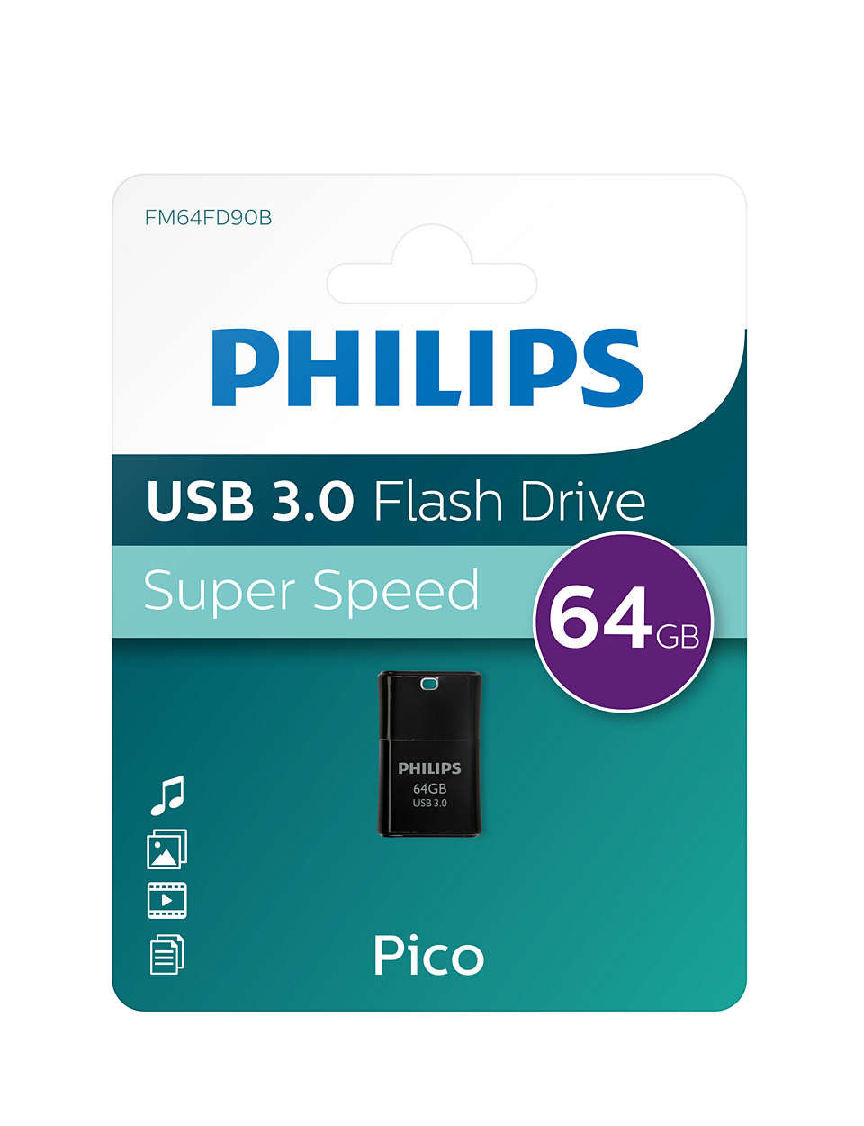 Philips Pico Edition 3.0 lecteur USB flash 64 Go USB Type-A 3.2 Gen 1 (3.1 Gen 1) Noir
