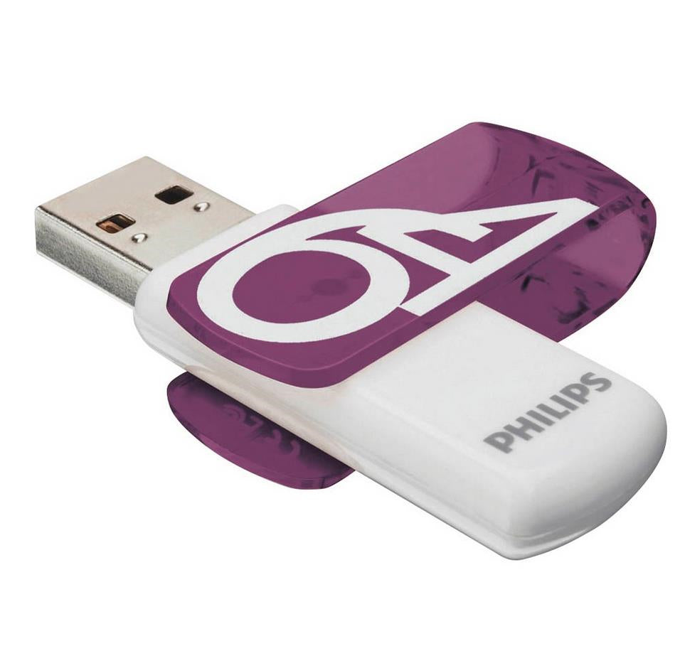 Philips FM64FD05D lecteur USB flash 64 Go USB Type-A 2.0 Violet, Blanc