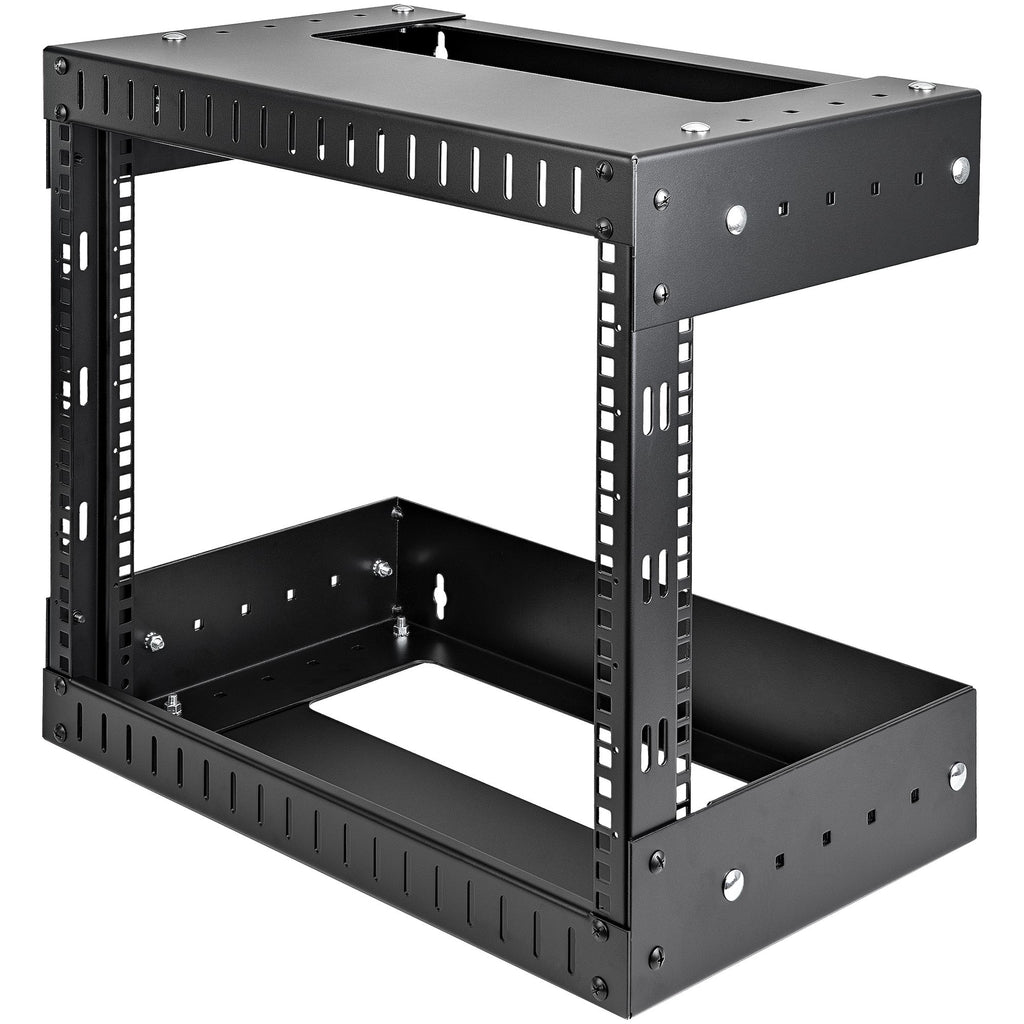 StarTech.com Rack Réseau Mural 8U à 2 Montants, Rack Serveur 19" à Cadre Ouvert avec Profondeur Ajustable, Rack de Données Mural pour IT/AV/Panneau de Patch/ Equipement IT - Écrous et Vis de Fixation Inclus