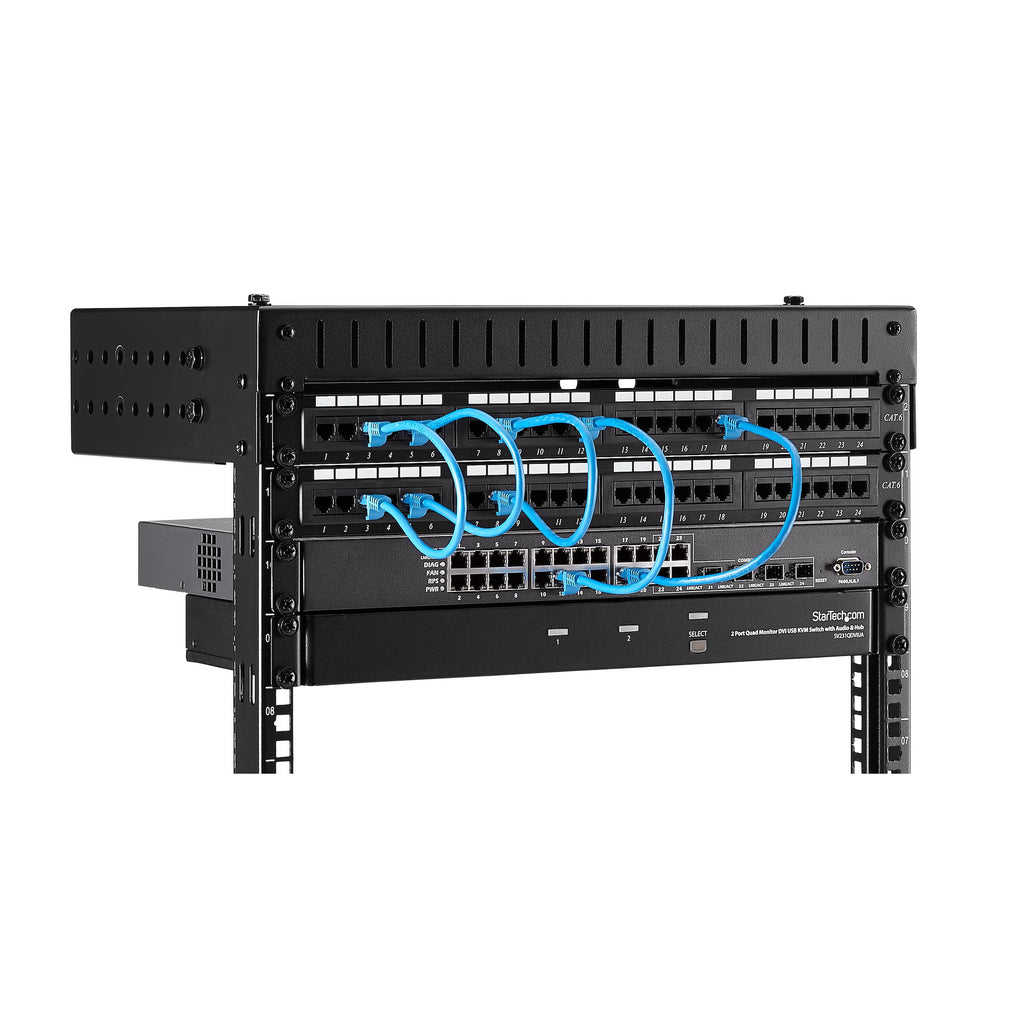 StarTech.com Rack Réseau Mural 8U à 2 Montants, Rack Serveur 19" à Cadre Ouvert avec Profondeur Ajustable, Rack de Données Mural pour IT/AV/Panneau de Patch/ Equipement IT - Écrous et Vis de Fixation Inclus