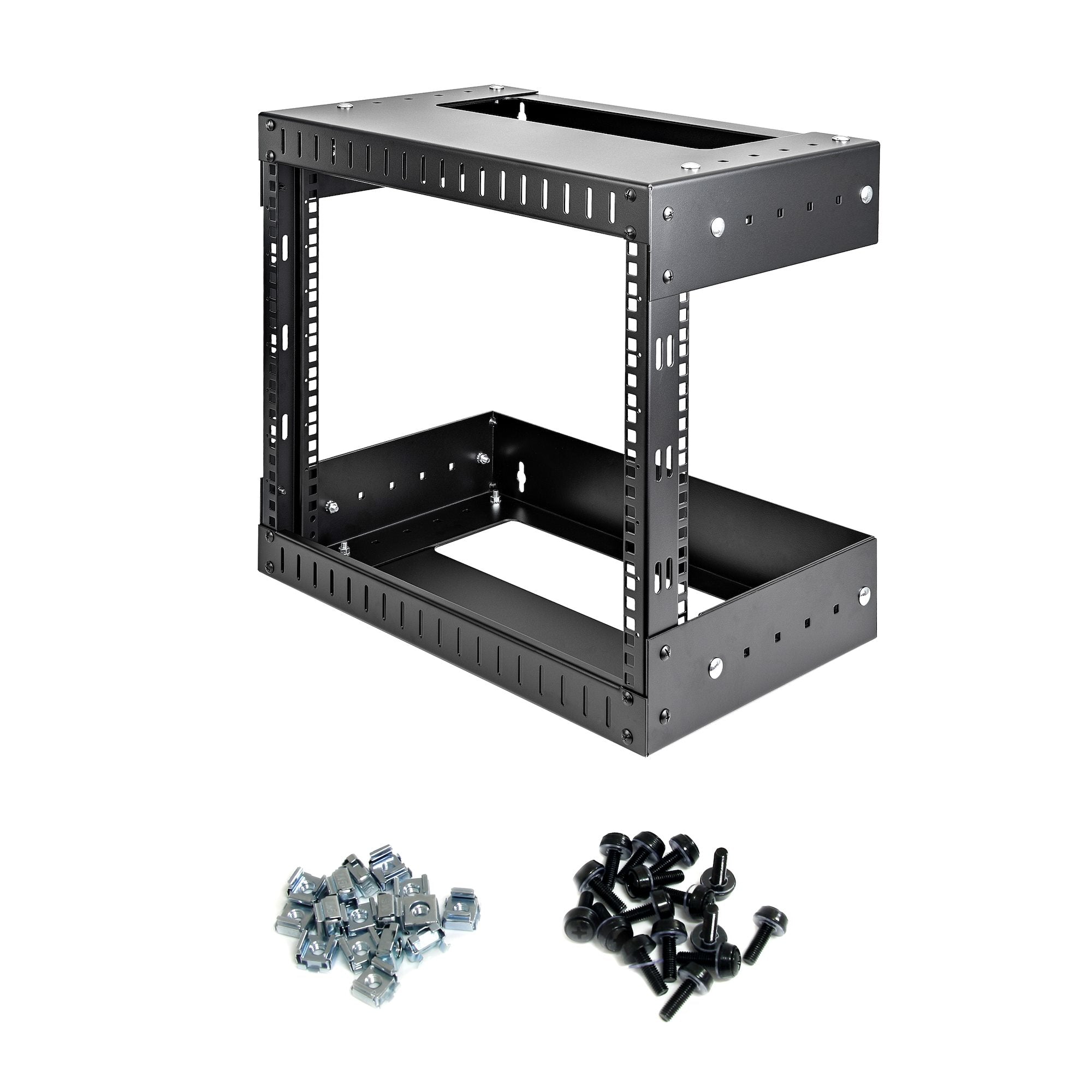StarTech.com Rack Réseau Mural 8U à 2 Montants, Rack Serveur 19" à Cadre Ouvert avec Profondeur Ajustable, Rack de Données Mural pour IT/AV/Panneau de Patch/ Equipement IT - Écrous et Vis de Fixation Inclus