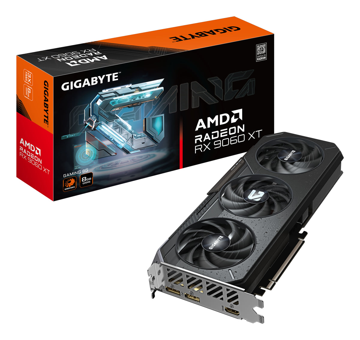 GIGABYTE Radeon RX 9060 XT GAMING 8G Carte Graphique - 8GB GDDR6, 128bit, PCI-E 5.0, 3130 MHz Fréquence du cœur, 2 x DisplayPort, 1 x HDMI, GV-R9060XTGAMING-8GD