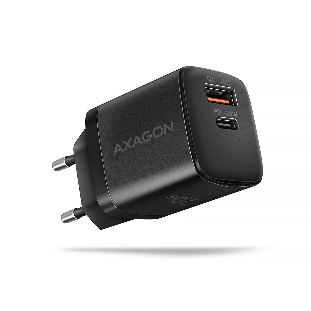 Axagon ACU-PQ20 wall charger QC3.0/AFC/FCP+ PD type-C 20 W - schwarz - USB Typ C Téléphone portable, Smartphone, Smartwatch, Tablette, Universel Noir Secteur Charge rapide Intérieure