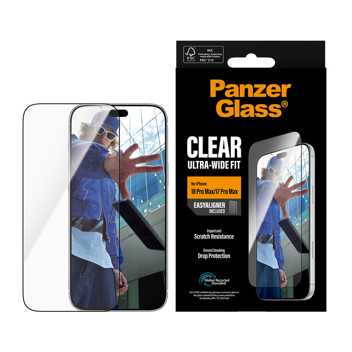 PanzerGlass ® Screen Protector iPhone 2026 Pro Max | 17 Pro Max | Ultra-Wide Fit w. EasyAligner Protection d'écran trans