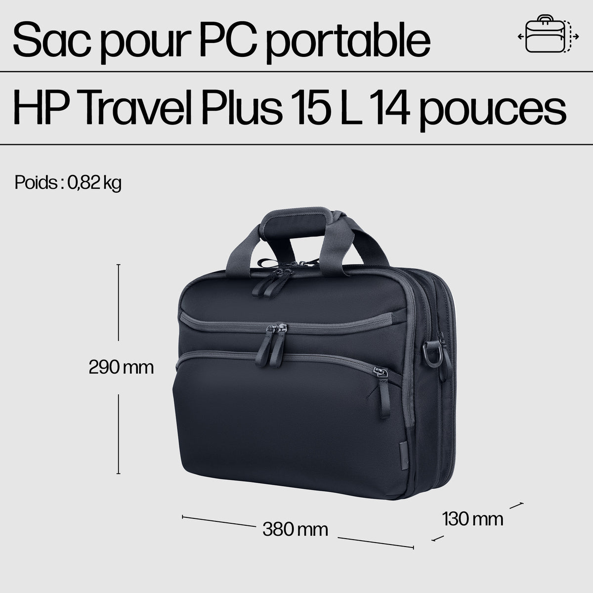 HP Sac pour ordinateur portable Travel Plus 15 litres 14 pouces - vue 3