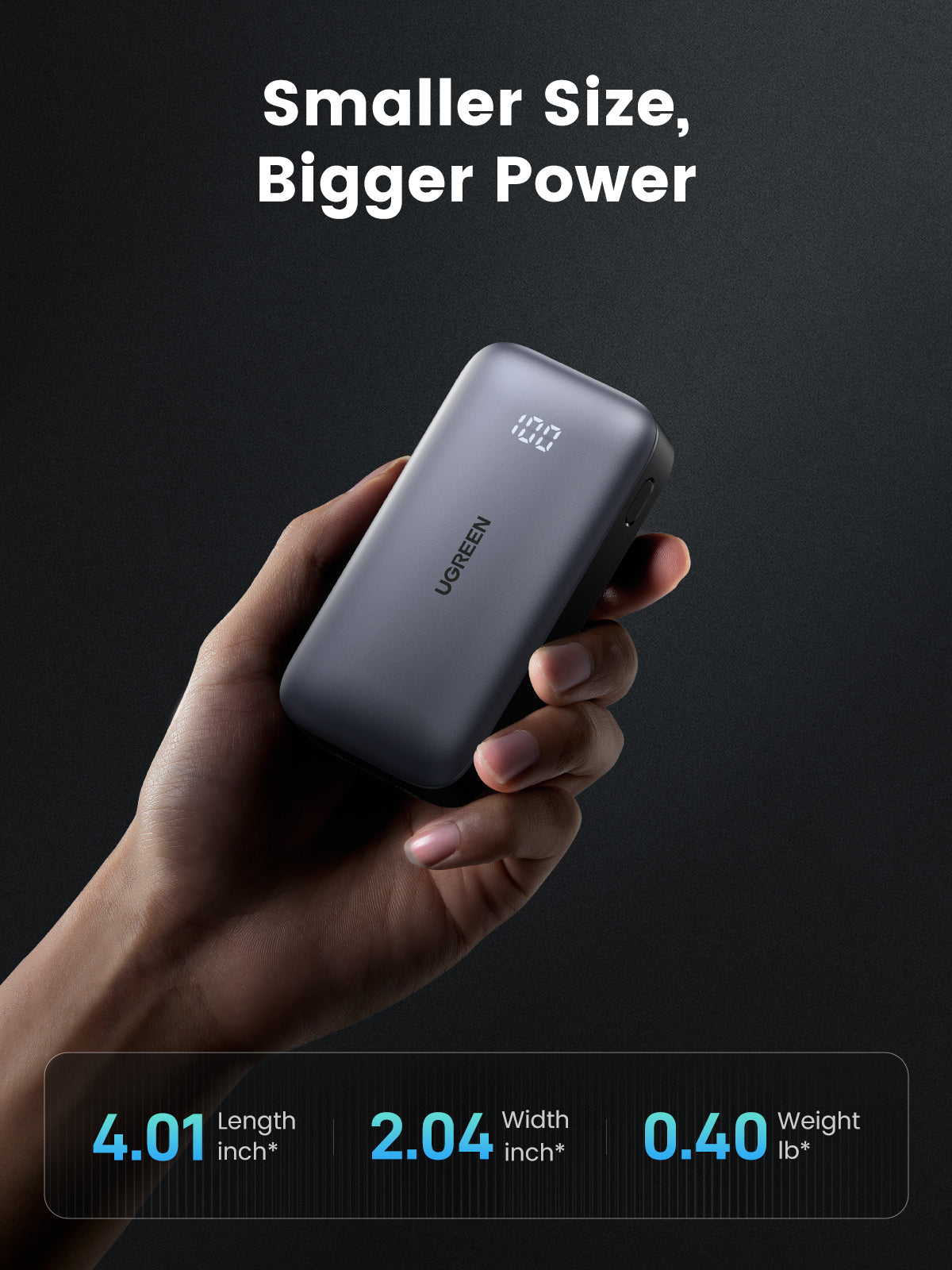 Ugreen 10000mAh Mini Powerbank Quick Charging 30W Gris - vue 8