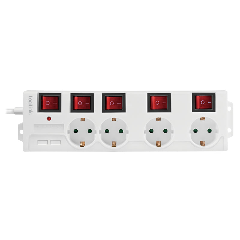LogiLink LPS252 Multiprise 4 Prises CA, Câble 1,5 m, Blanc