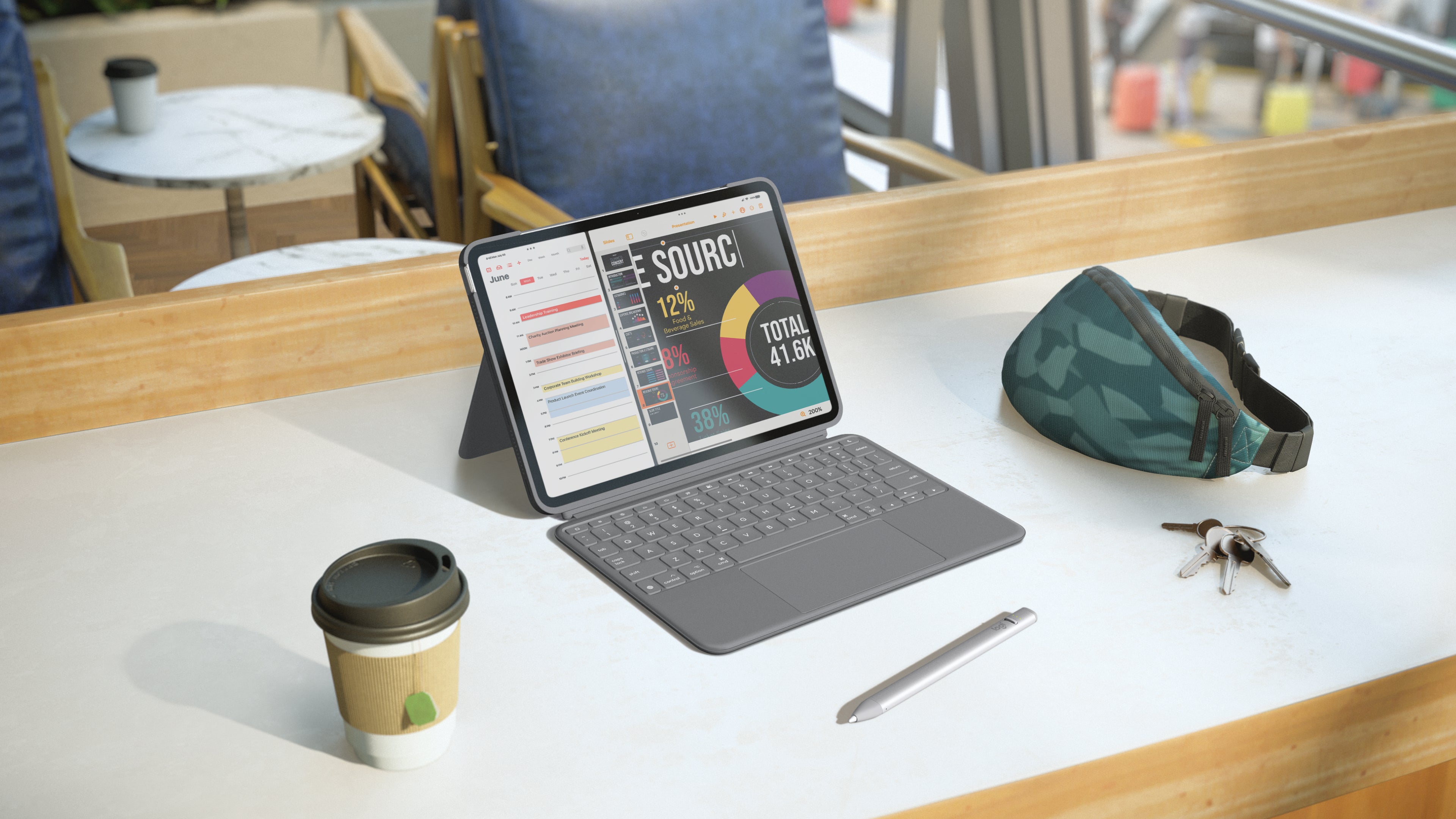 Logitech Combo Touch QWERTY Danés, Finlandés, Noruego, Sueco Smart Connector Gris