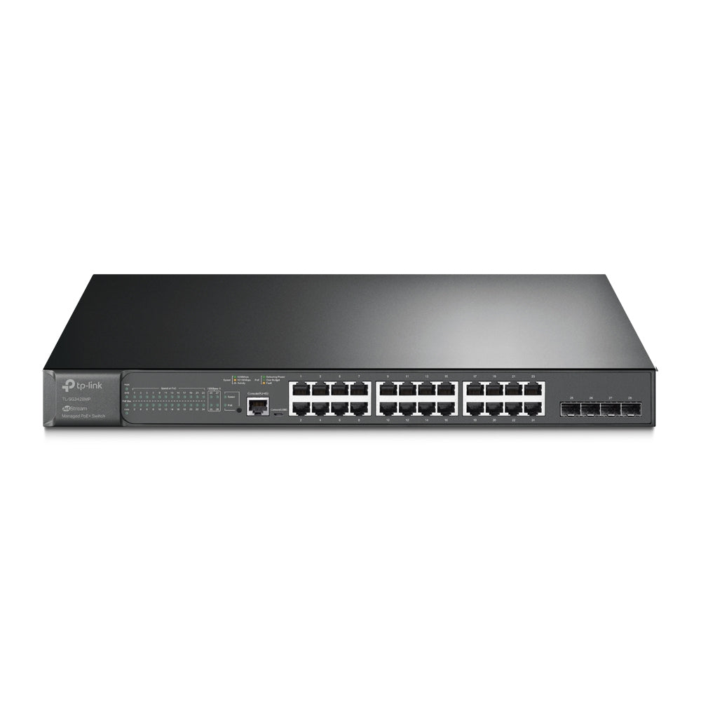 TP-Link JetStream TL-SG3428MP commutateur réseau Géré L2+ Gigabit Ethernet (10/100/1000) Connexion Ethernet, supportant l'alimentation via ce port (PoE) 1U Noir