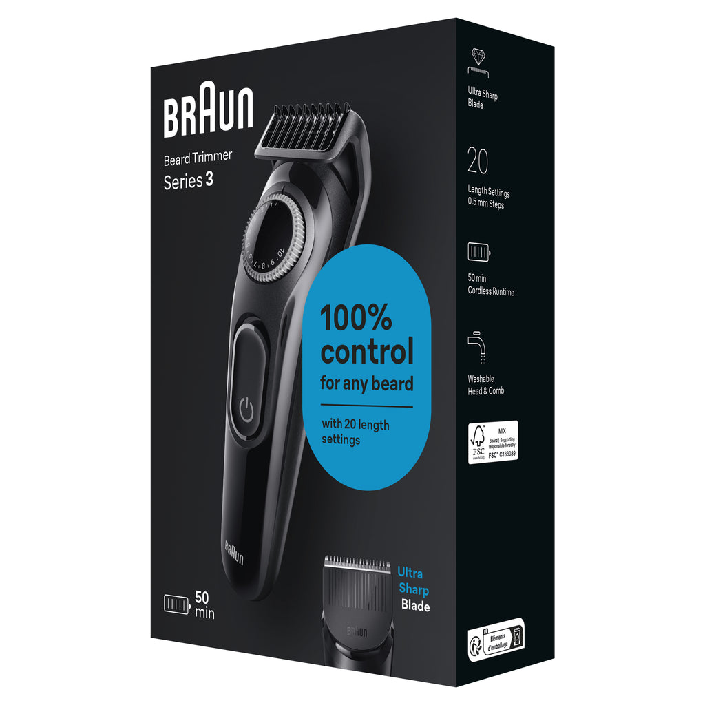 Braun BeardTrimmer 3 BT3400 tondeuse à barbe Batterie 20 1 cm Noir