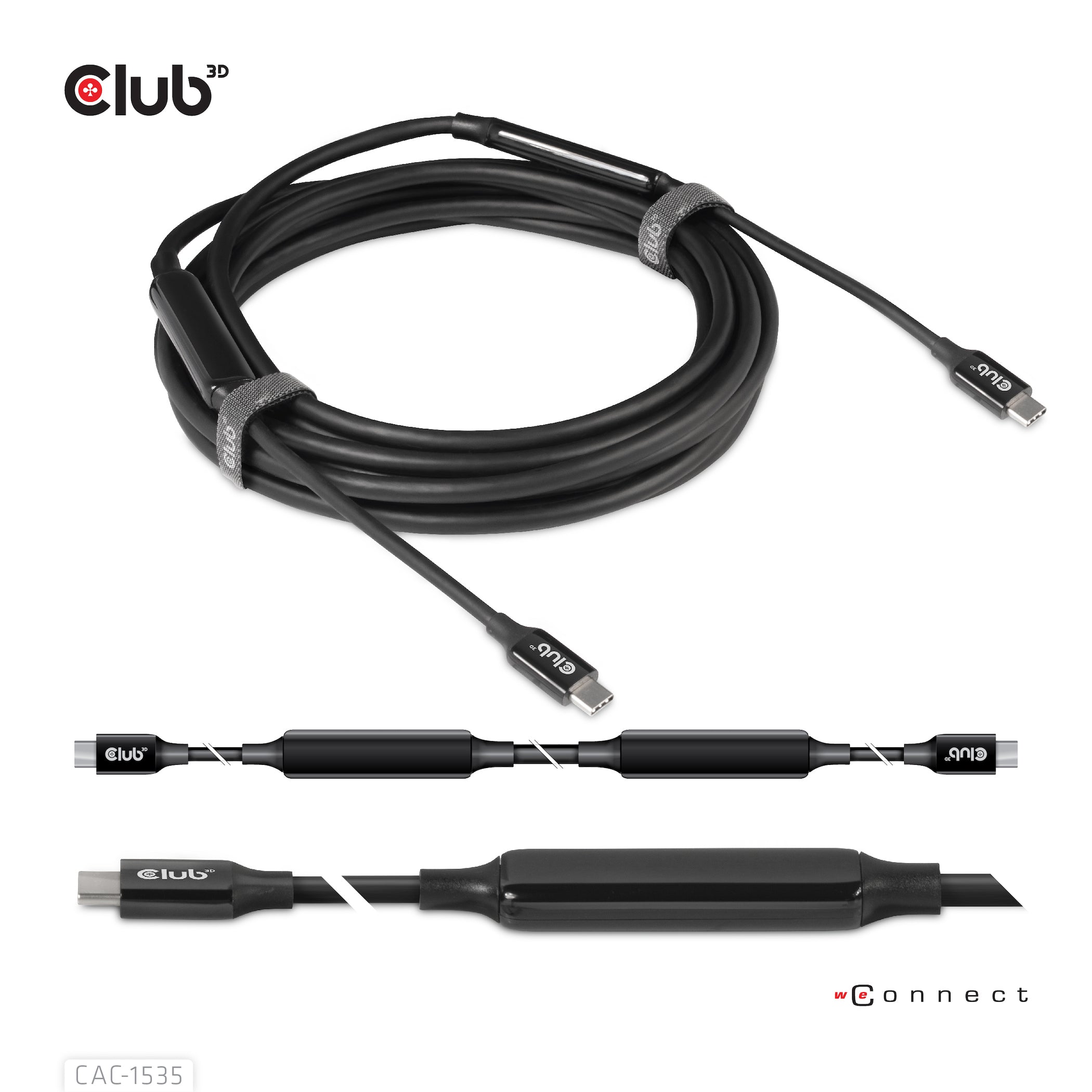 CLUB3D CAC-1535 câble USB USB 3.2 Gen 2 (3.1 Gen 2) 5 m USB C 10 Gbit/s 60 W Noir
