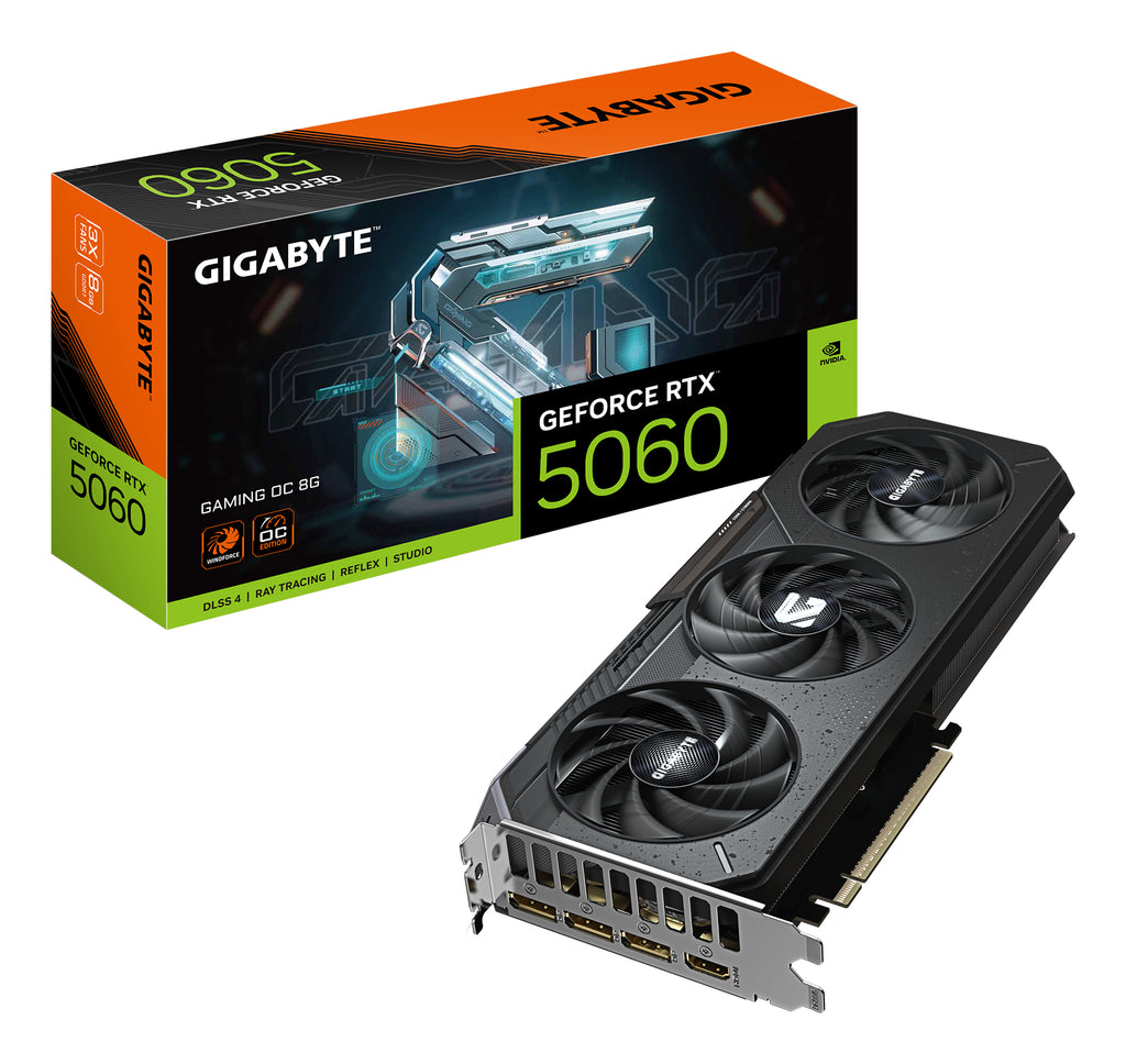 GIGABYTE GeForce RTX 5060 GAMING OC 8G, 8GB GDDR7, PCI-E 5.0, 2595 MHz, GV-N5060GAMING OC-8GD
