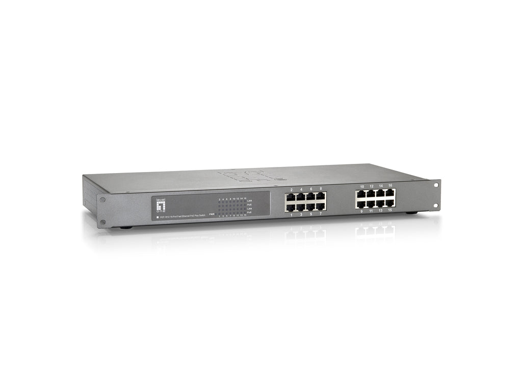 LevelOne FEP-1612W120 Commutateur Réseau Fast Ethernet 10/100 PoE, 16 Ports RJ-45, Gris