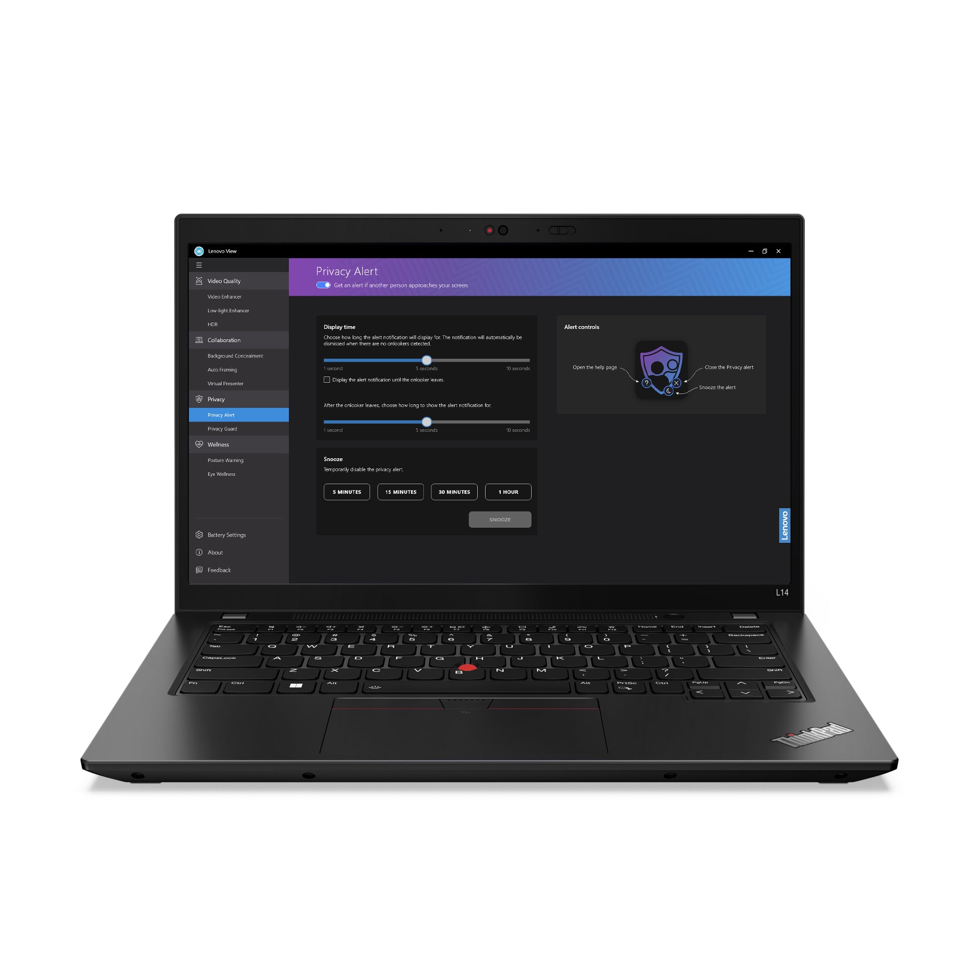 Lenovo ThinkPad L14 Gen 4 (Intel) Intel® Core™ i5 i5-1335U Ordinateur portable 35,6 cm (14") Full HD 16 Go DDR4-SDRAM 512 Go SSD Wi-Fi 6E (802.11ax) Windows 11 Pro Nordique Noir