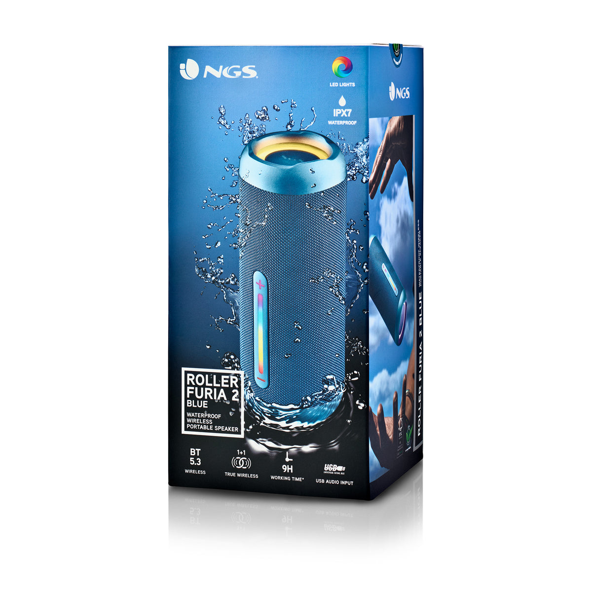 NGS ROLLER FURIA 2 Enceinte portable stéréo Bleu 15 W