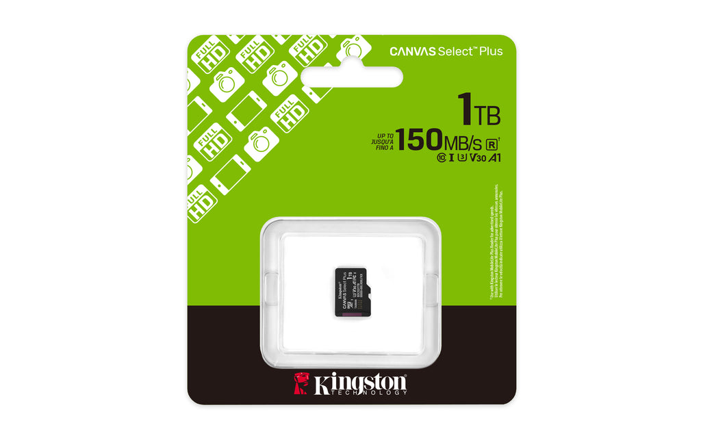 Kingston Technology 1TB micSDXC Canvas Select Plus Gen3 150R A1 (Adaptateur SD non inclus)