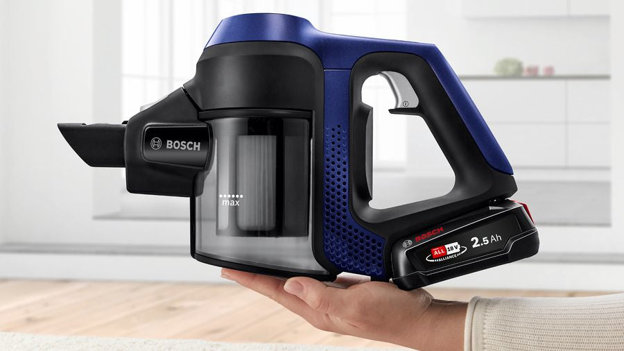 Bosch Bosch Serie 6 BBS611MAT aspirateur balai et balai électrique Aspirateur-balai 2 en 1 Batterie Sec Sans sac 0,3 L Bleu 2,5 Ah