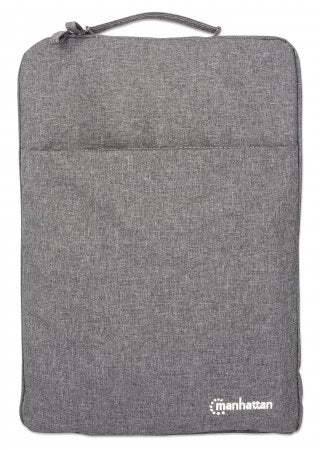 Manhattan Housse Seattle pour ordinateur portable 15,6", grise, rembourrée, intérieur ultra doux, compartiment principal à double zip, poche avant zippée, boucle de transport, résistante à l’eau, garantie 3 ans