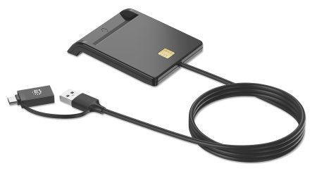 Manhattan Lecteur de cartes à puce combiné USB-C/USB-A, connecteurs USB 2.0 Type-C et Type-A vers interface de lecture à