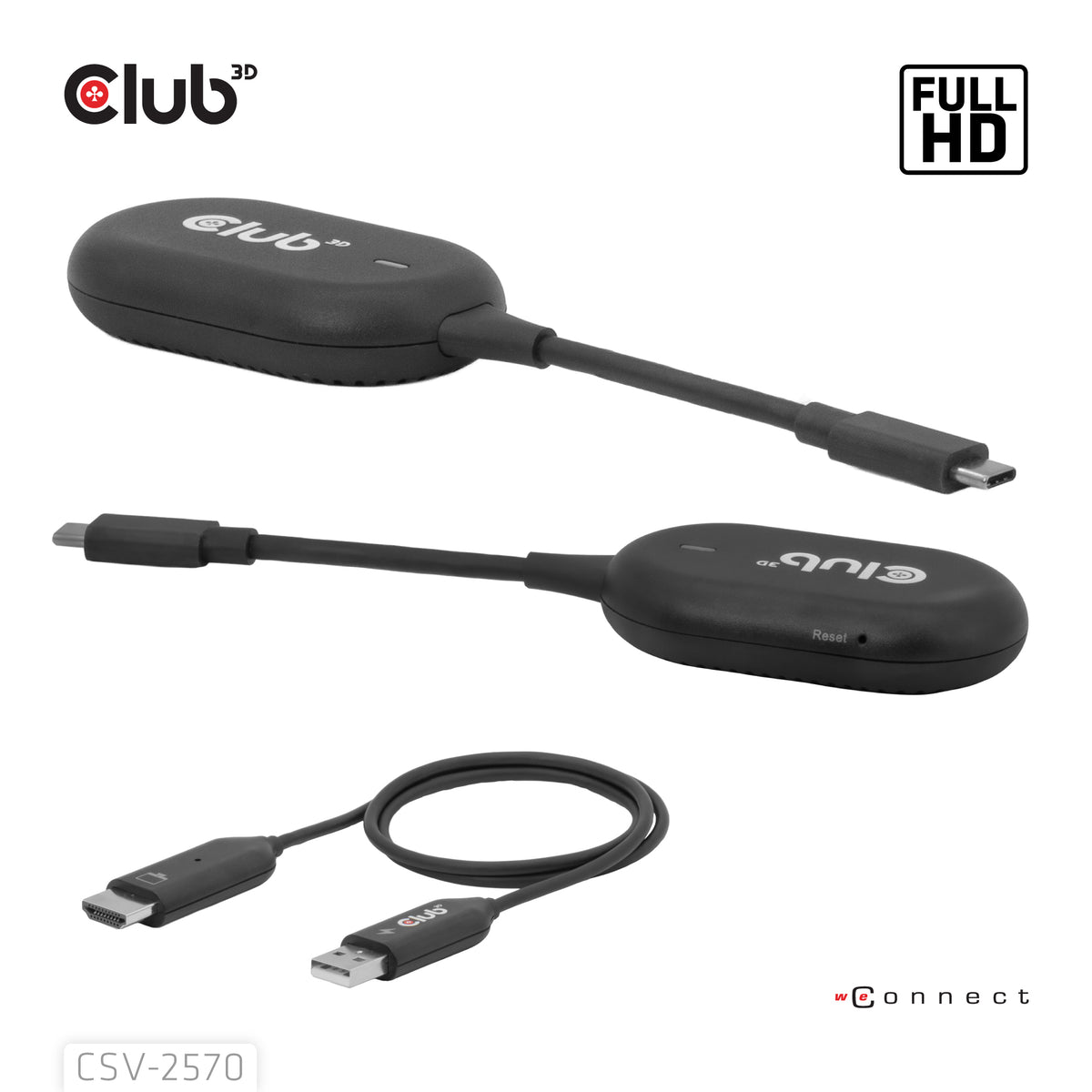 CLUB3D CSV-2570 Extension Audio/Vidéo Émetteur et Récepteur AV, Noir