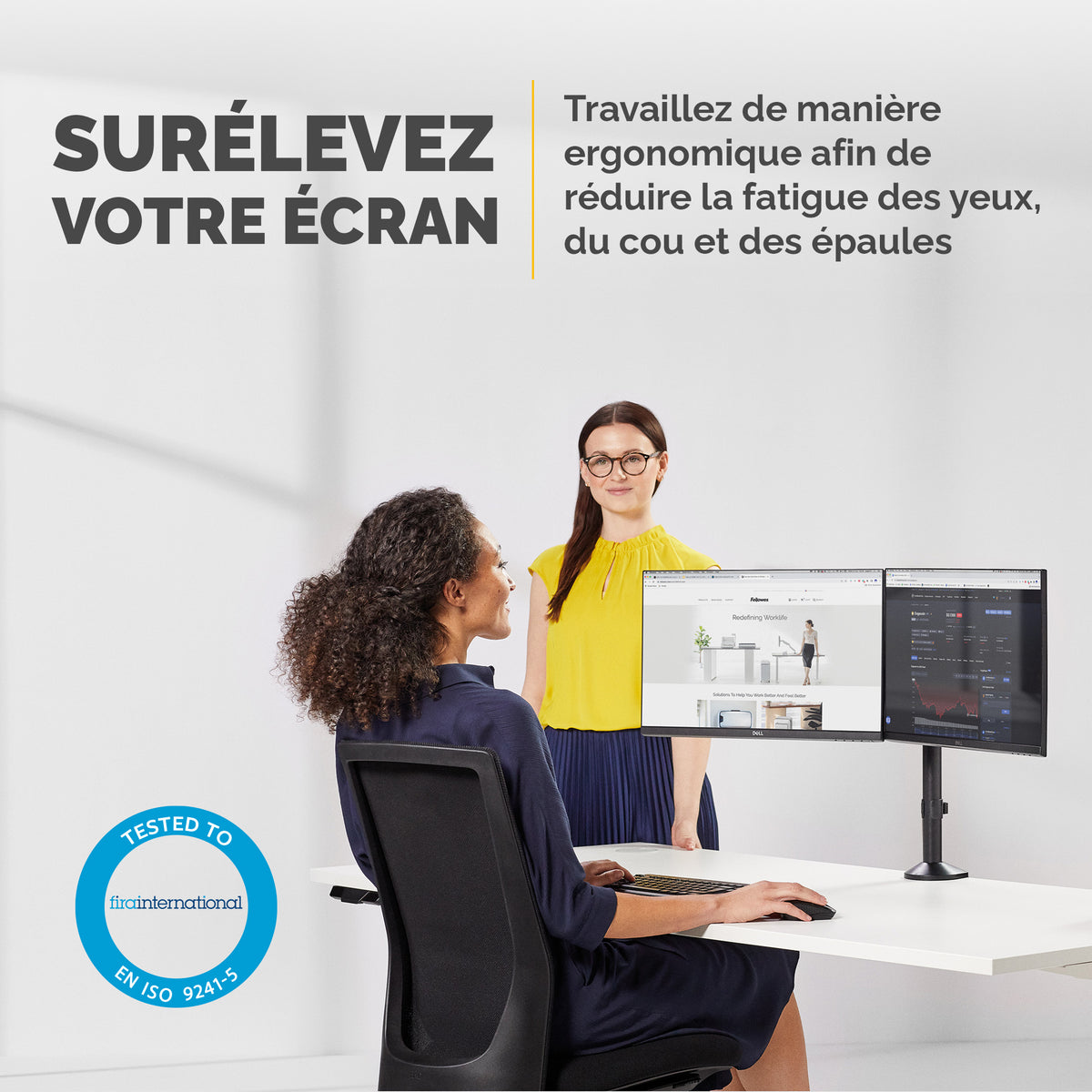 Fellowes Reflex 8502601 Support d'Écran Plat pour Bureau 68,6 cm (27") Noir