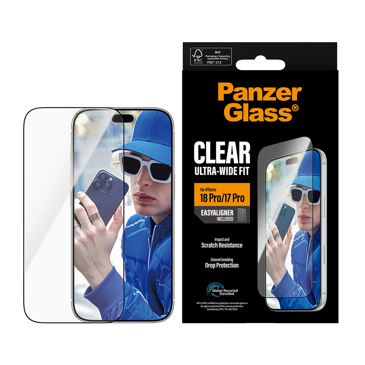 PanzerGlass ® Screen Protector iPhone 2026 Pro | 17 Pro | Ultra-Wide Fit w. EasyAligner Protection d'écran transparent 1