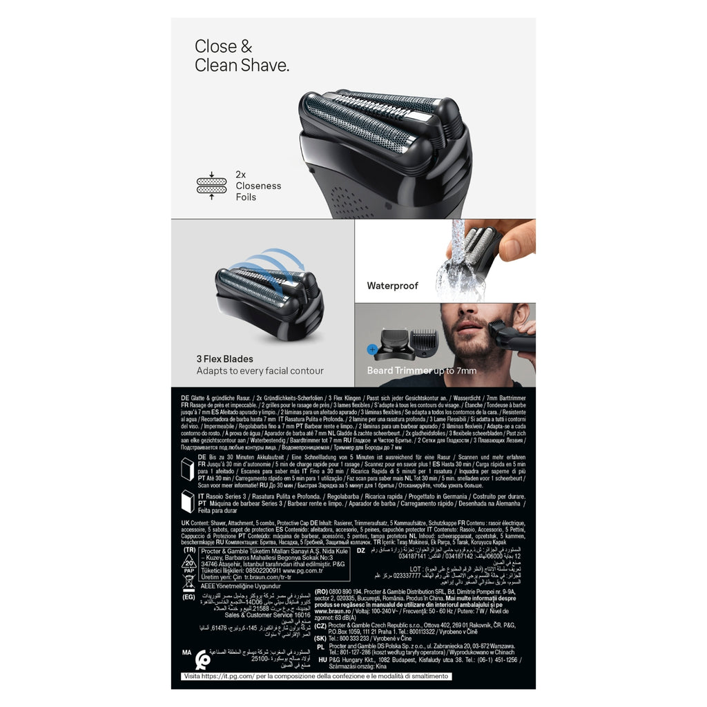 Braun Rasoir électrique Series 3 avec 3 sabots