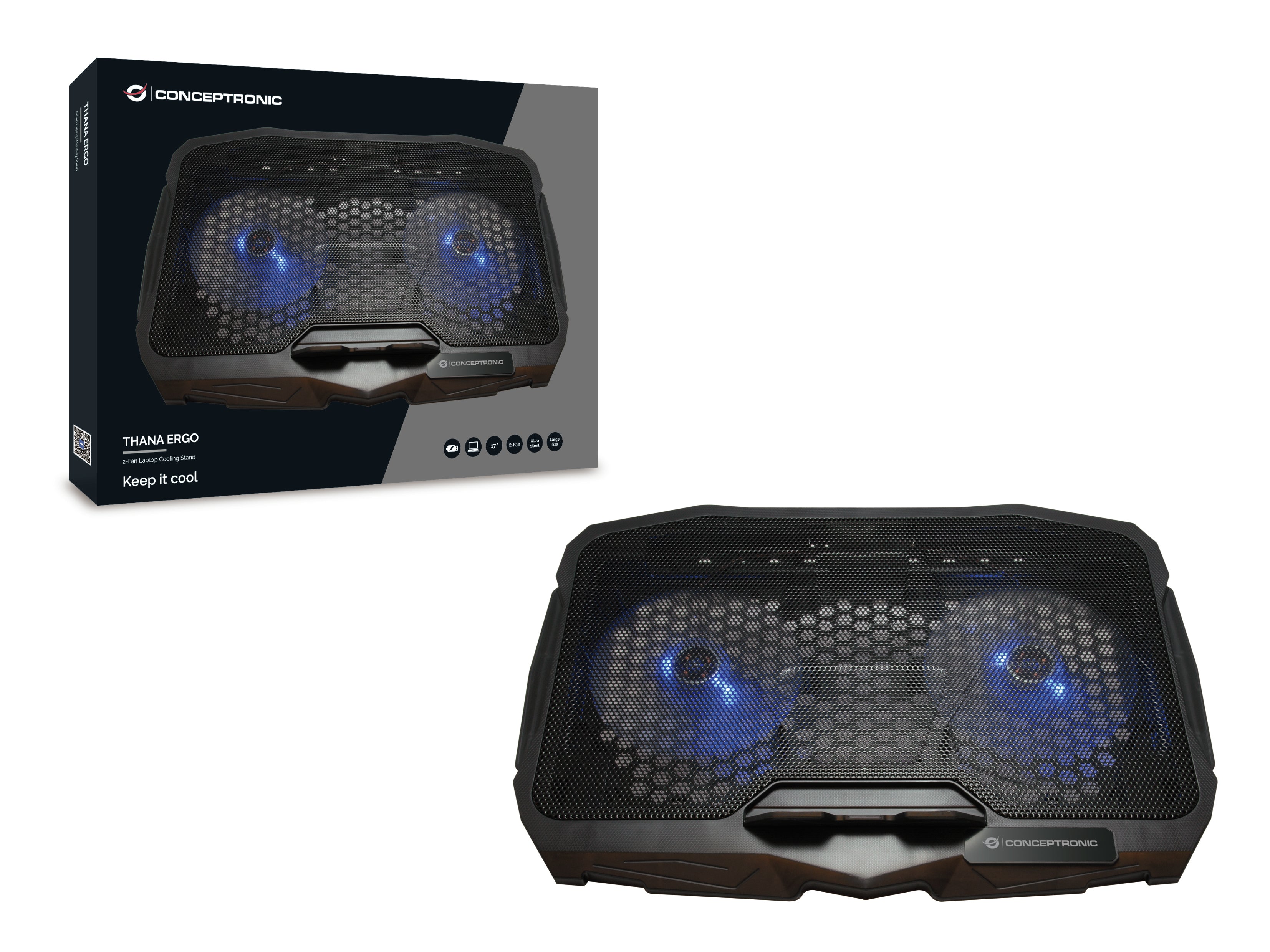 Conceptronic THANA07B système de refroidissement pour ordinateurs portables 43,2 cm (17") Noir