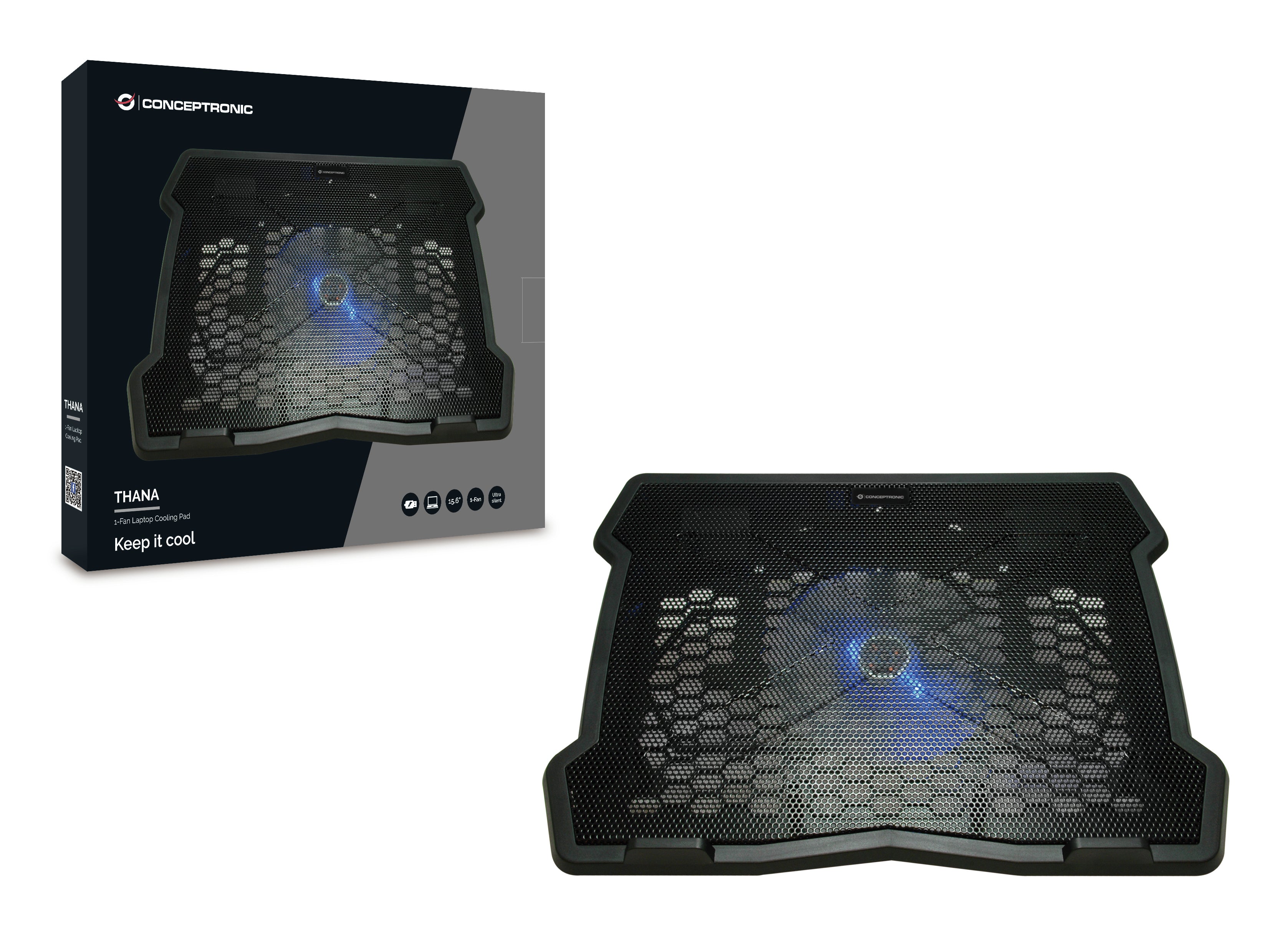 Conceptronic THANA05B système de refroidissement pour ordinateurs portables 39,6 cm (15.6") Noir