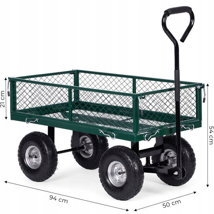 WÓZEK TRANSPORTOWY OGRODOWY 200 KG OTWIERANE BURTY DUŻE POMPOWANE KOŁA