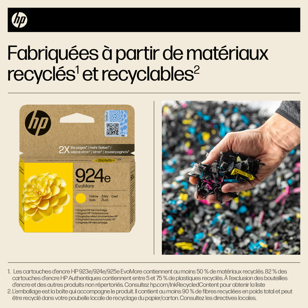 HP 924e Cartouche d’encre authentique Jaune EvoMore