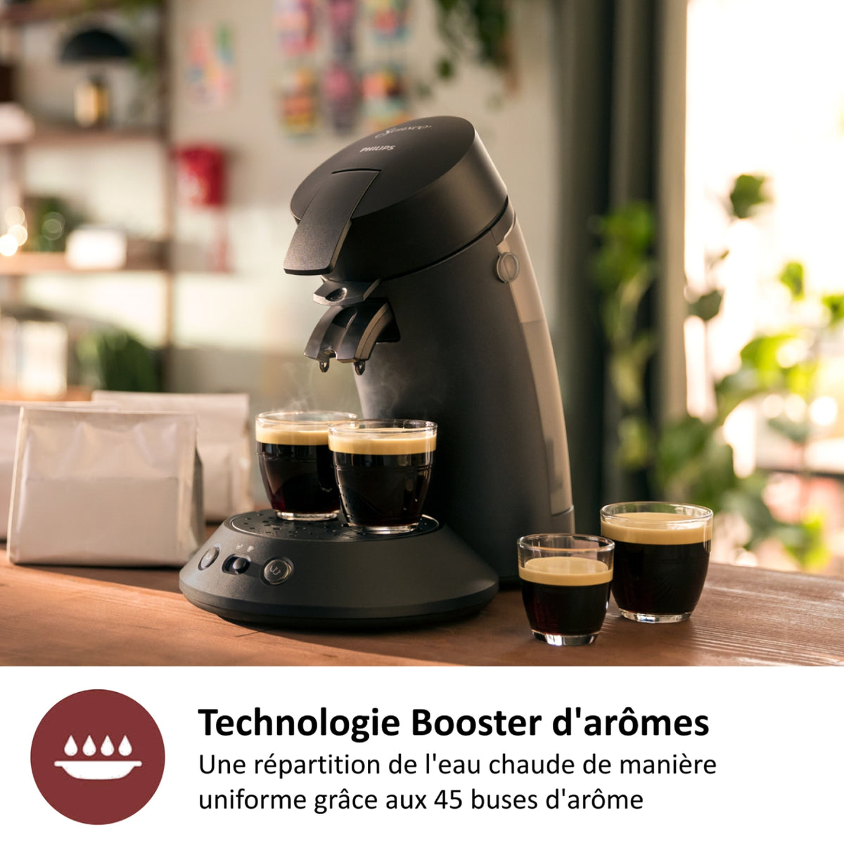 Philips Cafetière à dosette Senseo CSA210/81 machine à café Original plus Noire