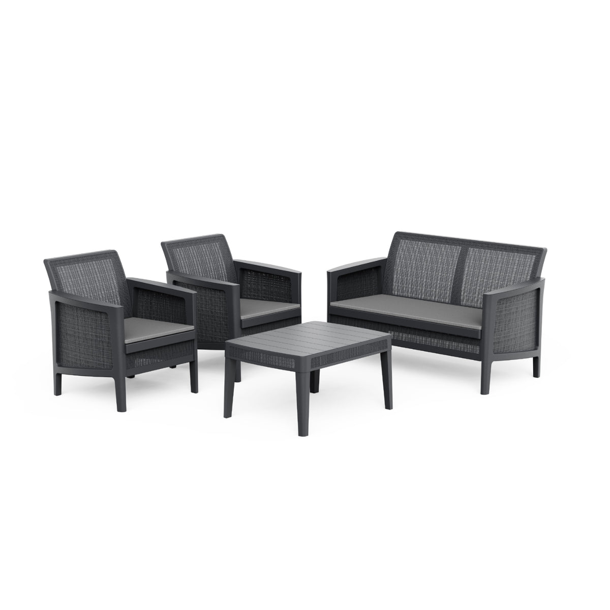 Keter Salon de Jardin Bas résine gris 4 places - 5 piéces Atlas