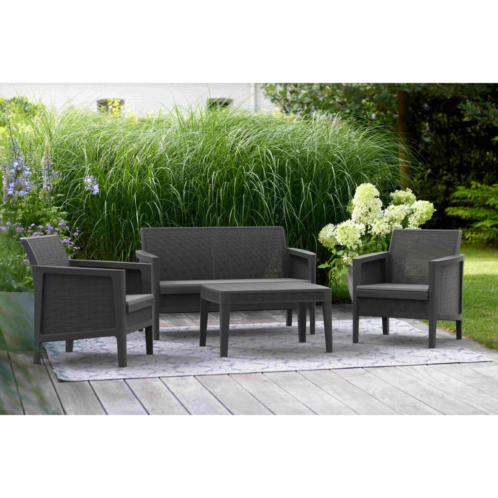 Keter Salon de Jardin Bas résine gris 4 places - 5 piéces Atlas